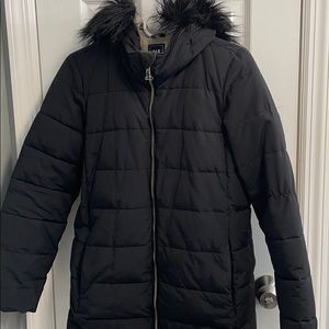 Gap down jacket faux fur hood